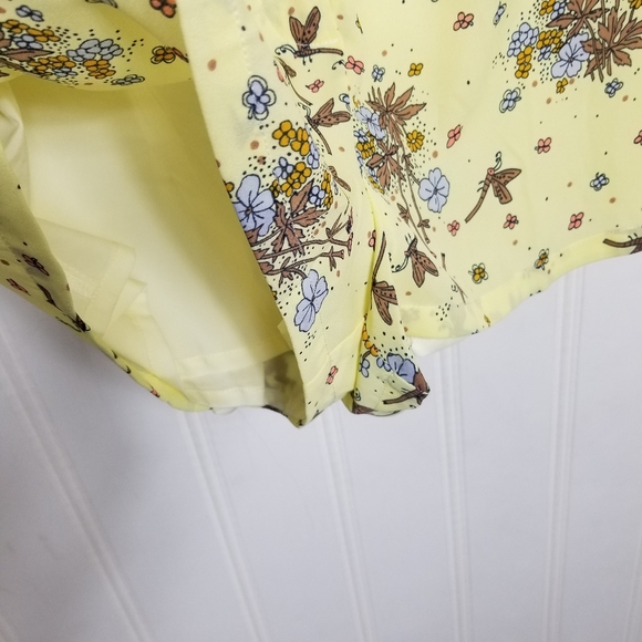 ModCloth Romper Womens Size M Yellow Floral Dragonfly Long Sleeve Jumper - Picture 6 of 14